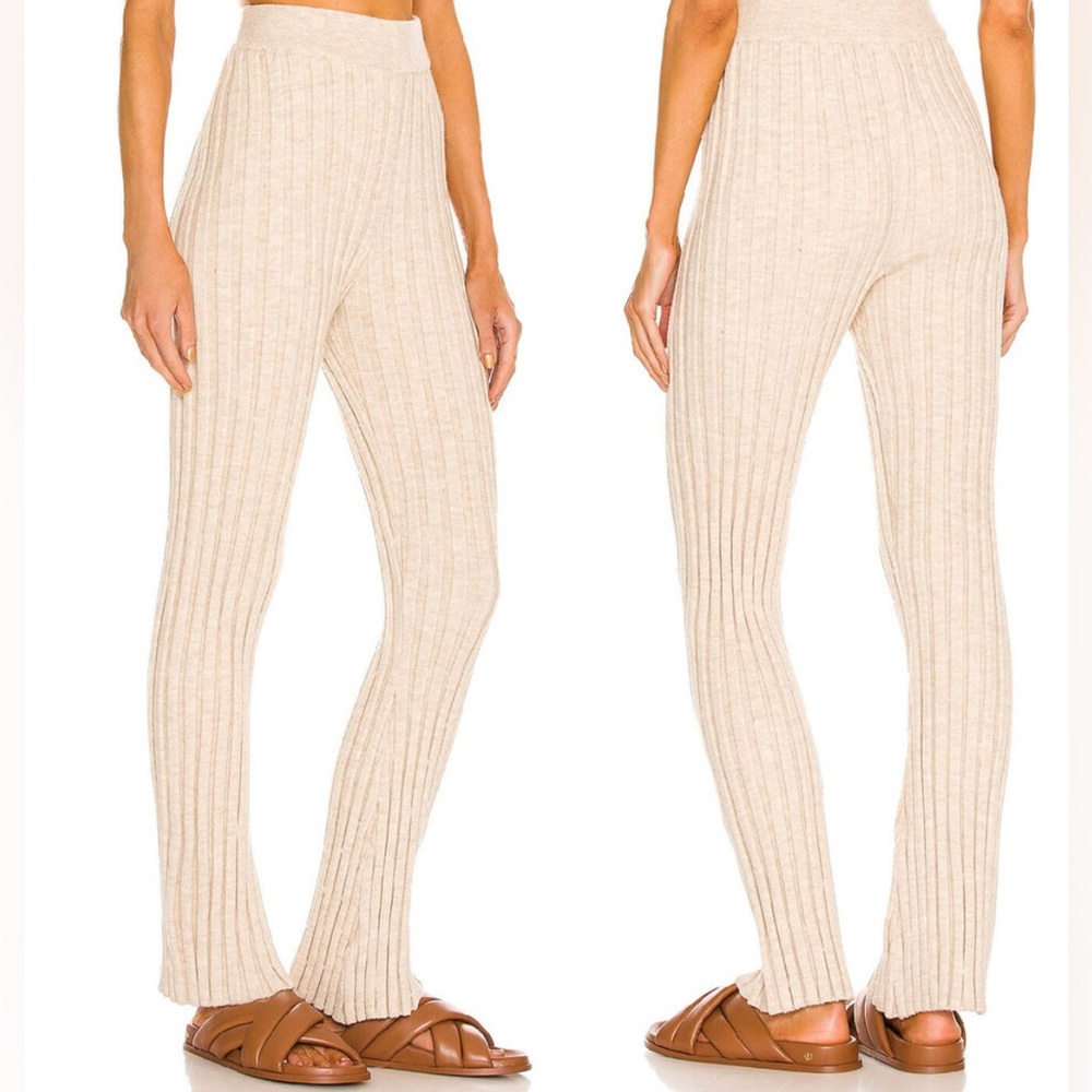 POL Ribbed Flare Legging in Oatmeal